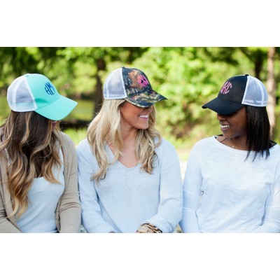 PERSONALIZED MONOGRAMMED WOMEN'S BASEBALL TRUCKERS MESH CAP HAT: GR8 FOR BEACH   eb-12222379